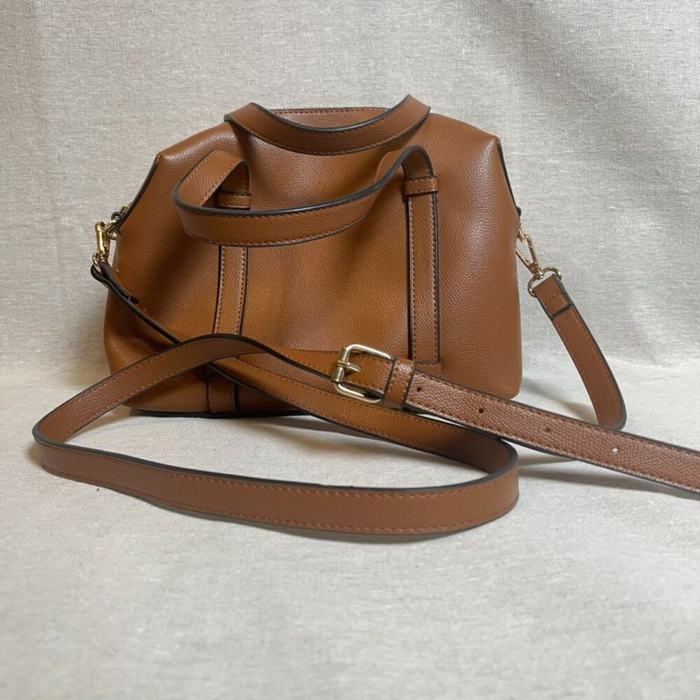 Brown Vegan Leather Doctor Bag Style Crossbody Purse